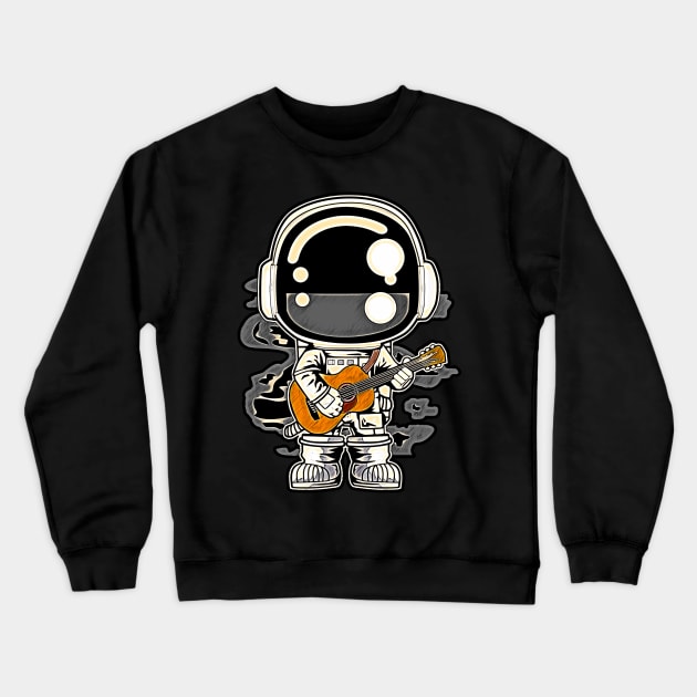 Astronaut Acoustic Guitar • Funny And Cool Sci-Fi Cartoon Drawing Design Great For Any Occasion And For Everyone Crewneck Sweatshirt by TeesHood